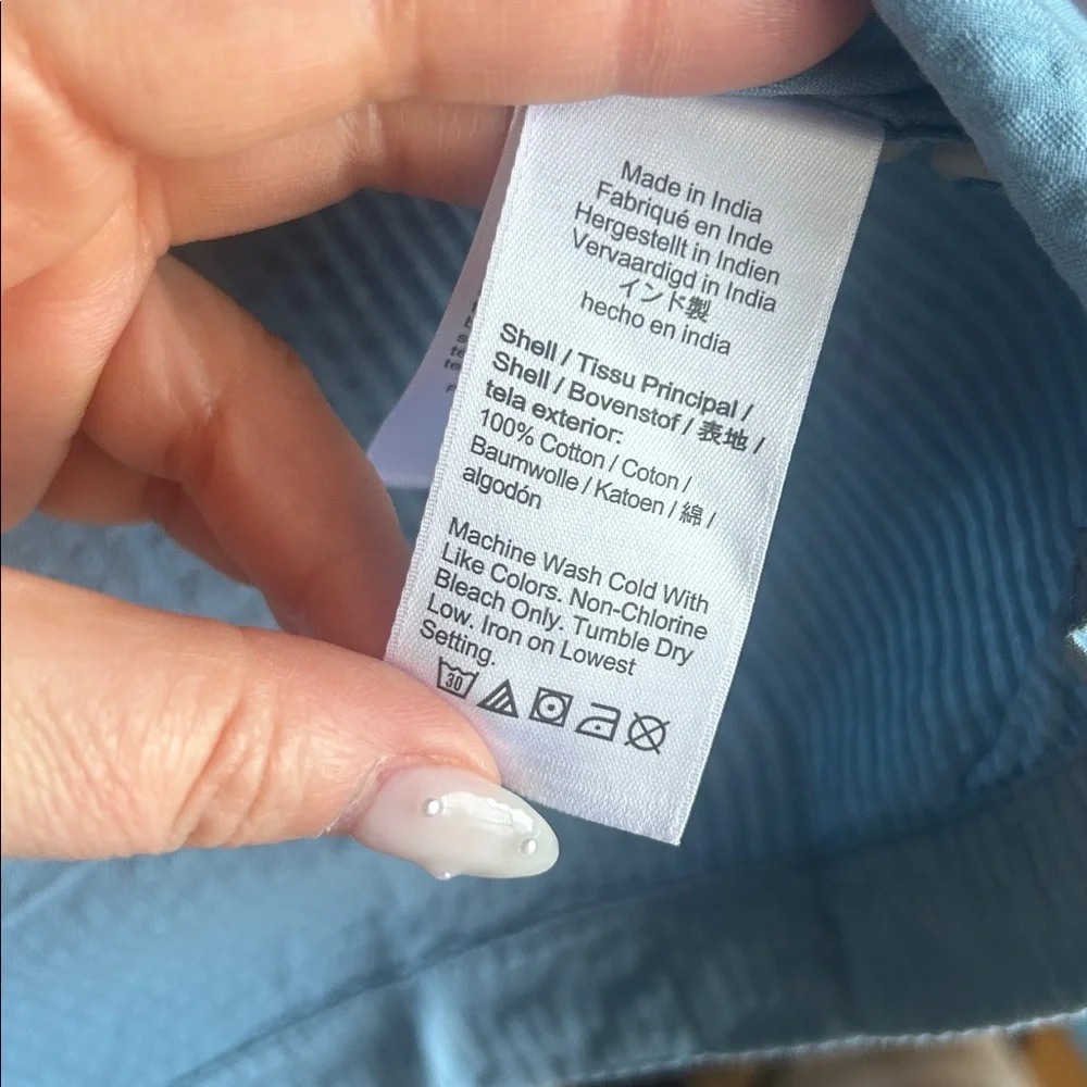 J. Crew Seersucker Light Blue Button Down Shirt - Medium